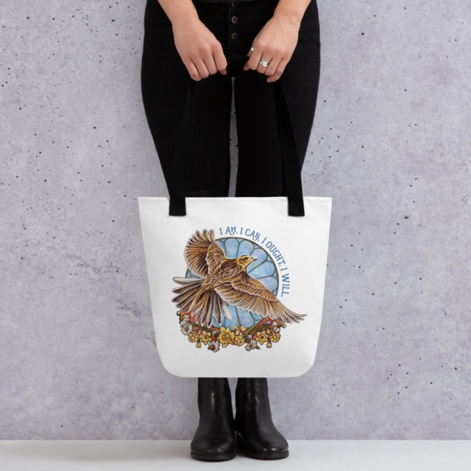 Skylark “I Am, I Can, I Ought, I Will” Badge Tote Bag